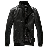 2019 nueva moda otoño chaqueta de cuero masculina negro marrón para hombre cuello alto abrigos chaquetas de motorista de cuero motocicleta chaqueta de cuero