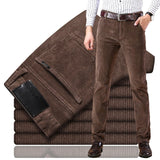 nuevos pantalones casuales de pana para hombres 2019 pantalones clásicos clásicos de negocios de mediana edad rectos elásticos casuales de la marca de vino rojo pantalones casuales