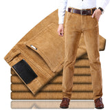 nuevos pantalones casuales de pana para hombres 2019 pantalones clásicos clásicos de negocios de mediana edad rectos elásticos casuales de la marca de vino rojo pantalones casuales