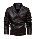 Chaqueta de cuero de invierno para hombre Motociclista Abrigos de cuero de la PU Ropa de abrigo masculina Moda Chaqueta de forro de lana sintética cálida y espesa M-5XL