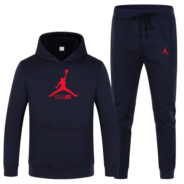 23 JORDAN Otoño invierno Venta caliente Conjuntos para hombres Sudadera con capucha + pantalones Conjuntos de 2 piezas Chándal casual Ropa deportiva masculina Gimnasios Fitness Pantalones deportivos