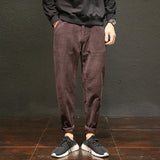 2019 Primavera y otoño Nuevos pantalones de pana flojos ocasionales retro japoneses básicos más fertilizante para aumentar gris negro / marrón