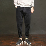 2019 Primavera y otoño Nuevos pantalones de pana flojos ocasionales retro japoneses básicos más fertilizante para aumentar gris negro / marrón