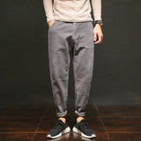 2019 Primavera y otoño Nuevos pantalones de pana flojos ocasionales retro japoneses básicos más fertilizante para aumentar gris negro / marrón