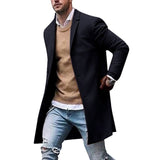Otoño Invierno Hombres Marca Fleece mezclas Chaqueta Hombre Abrigo Casual Sólido Abrigos de cuello delgado Abrigo largo de algodón Trench Streetwear