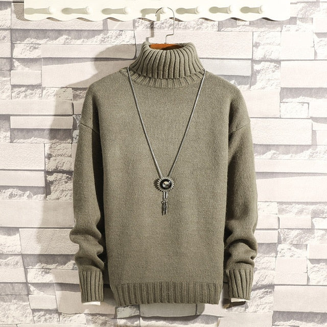 Suéter de cachemira cálido grueso de invierno para hombre Suéter de cuello alto para hombre Suéteres de corte slim Jersey de punto clásico de lana para hombres Pull Homme 7 color