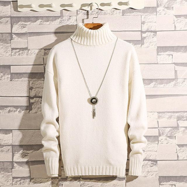 Suéter de cachemira cálido grueso de invierno para hombre Suéter de cuello alto para hombre Suéteres de corte slim Jersey de punto clásico de lana para hombres Pull Homme 7 color