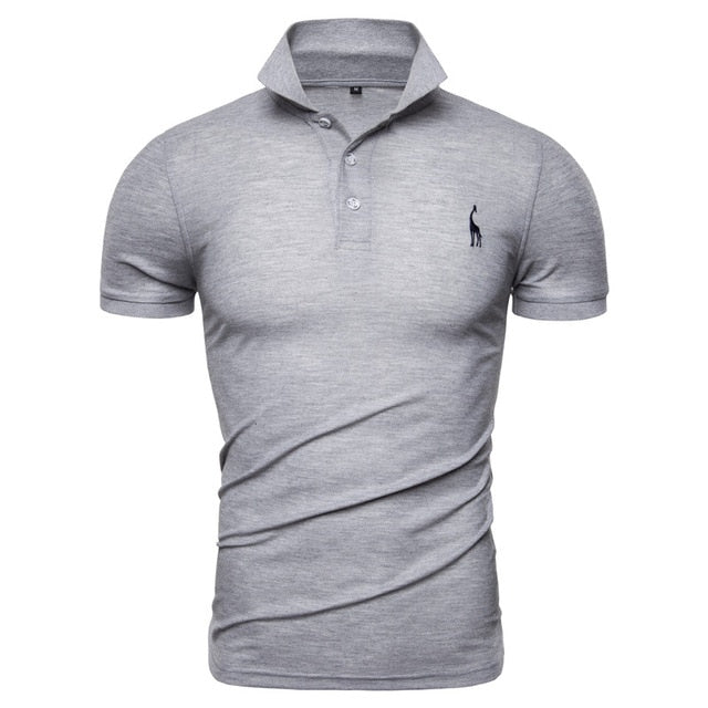 NEGIZBER Nuevo hombre Polo Hombre Casual Ciervo Bordado Algodón Polo Hombre Hombres Manga corta Gran cantidad polo hombres