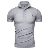 NEGIZBER Nuevo hombre Polo Hombre Casual Ciervo Bordado Algodón Polo Hombre Hombres Manga corta Gran cantidad polo hombres