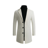 Otoño Invierno Hombres Marca Fleece mezclas Chaqueta Hombre Abrigo Casual Sólido Abrigos de cuello delgado Abrigo largo de algodón Trench Streetwear