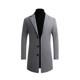 Otoño Invierno Hombres Marca Fleece mezclas Chaqueta Hombre Abrigo Casual Sólido Abrigos de cuello delgado Abrigo largo de algodón Trench Streetwear