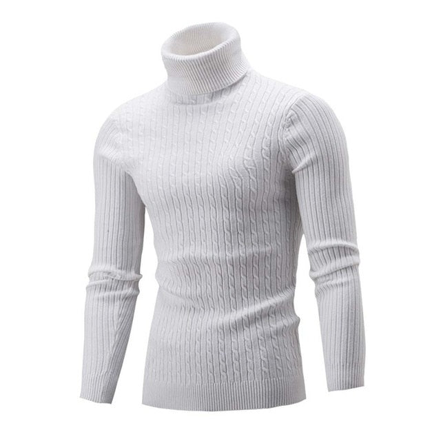 Invierno hombre delgado de calentamiento de punto de cuello alto suéter del suéter del puente tortuga superior más el tamaño M-5XL tirón homme sueter hombre sweter 2019