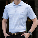 Thoshine Marca Hombres Corto Polo 95% viscosa Moda Informal polo de negocios cuadros estilo Dot Camisa bolsillos Tops