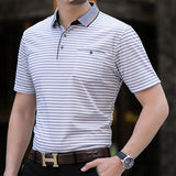 Thoshine Marca Hombres Corto Polo 95% viscosa Moda Informal polo de negocios cuadros estilo Dot Camisa bolsillos Tops